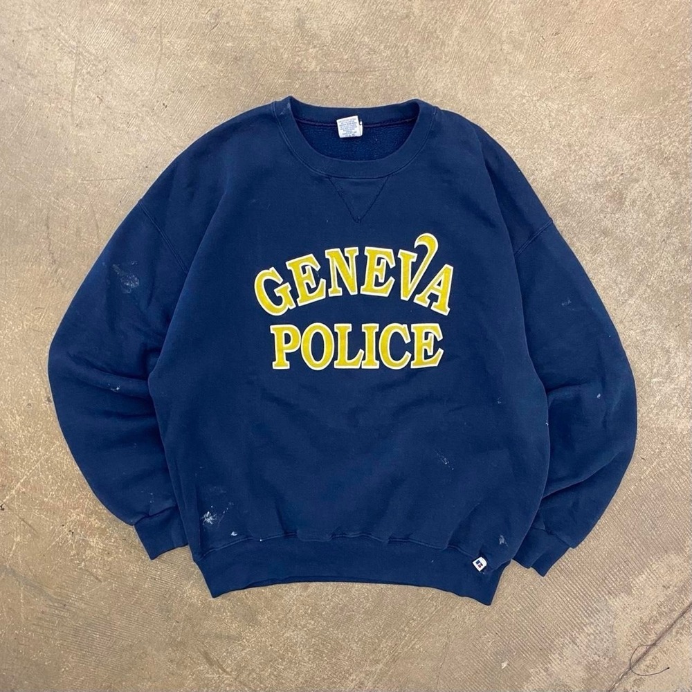 Vintage 90s Russell Athletic Geneva Police Crewneck Sweatshirt Size XL